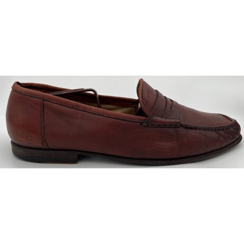 Santoni Brown Leather Penny Loafers Men’s Size 9D Dress Shoes Made In Italy - Picture 2 of 11